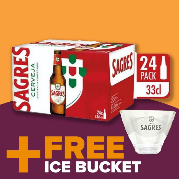 Sagres Beer 24 pack and Sagres branded ice bucket